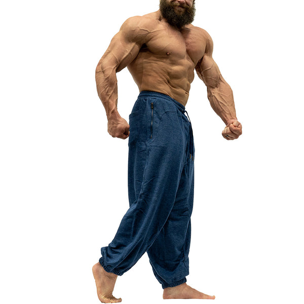 Jujimufu Very Good Sweat Pants Denim Blue Color - Side View