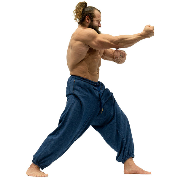 Jujimufu Very Good Sweat Pants Denim Blue Color - Kata Freestyle Pose