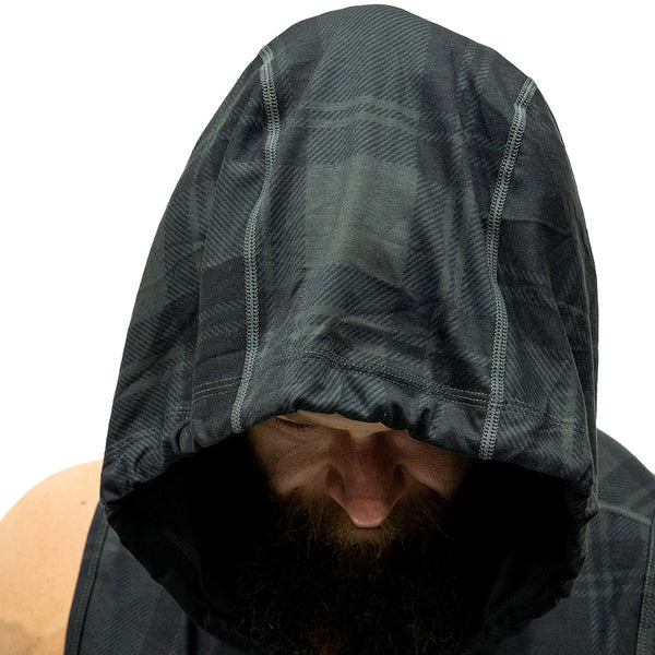 Jujimufu Ultra Hoodie Dark Plaid Color - Full Hood View