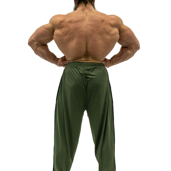 Jujimufu Lite Stretchy Pants Olive Drab and Black Color - Back view