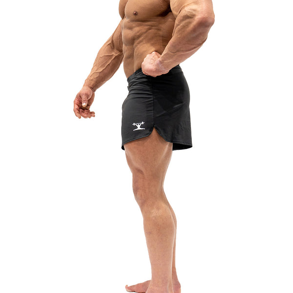 Jujimufu Short Shorts Black Color - Side split & logo view