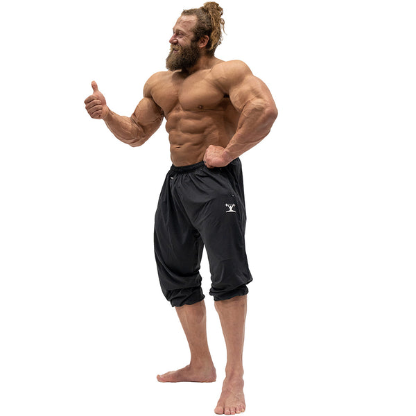 Jujimufu Classic Stretchy Pants Black Color - Showing wearing as Capri style
