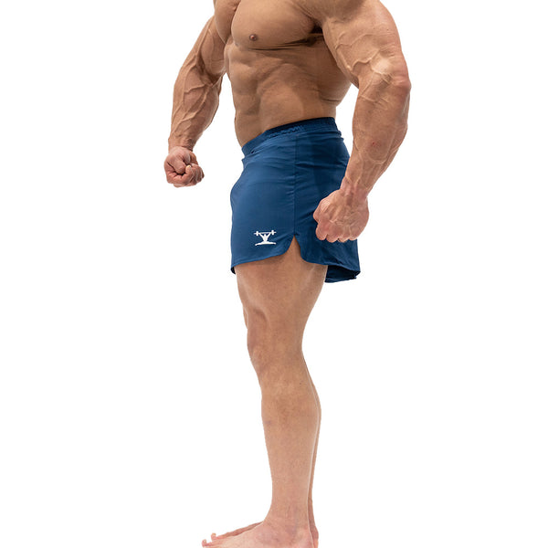 Jujimufu Short Shorts Navy Color - Side split & logo view