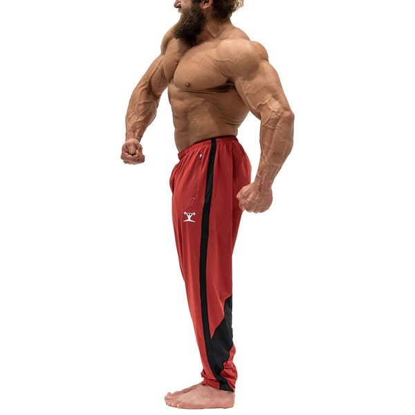 Jujimufu Classic Stretchy Pants Red and Black Color - Side view