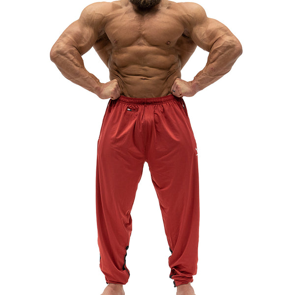 Jujimufu Classic Stretchy Pants Red and Black Color - Front view