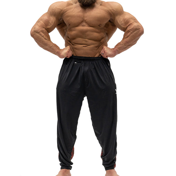 Jujimufu Classic Stretchy Pants Black and Red Camo Color - Front view