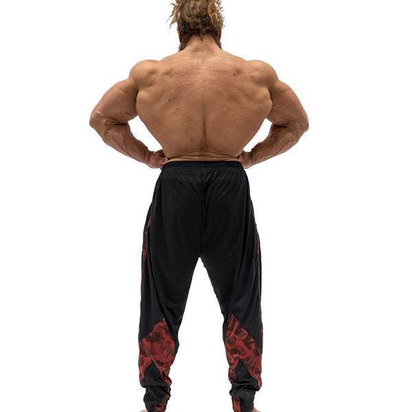 Jujimufu Classic Stretchy Pants Black and Red Camo Color - Back view