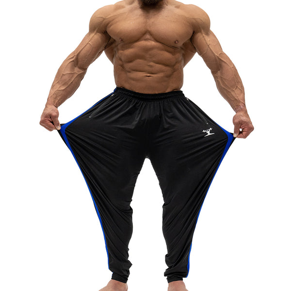 Jujimufu Lite Stretchy Pants Black And Blue Color - Showing Stretch Fabric