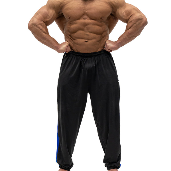 Jujimufu Lite Stretchy Pants Black And Blue Color - Front view