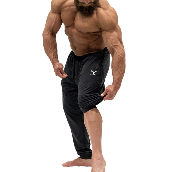 Jujimufu Lite Stretchy Pants Black Color - Showing Capri Conversion Feature
