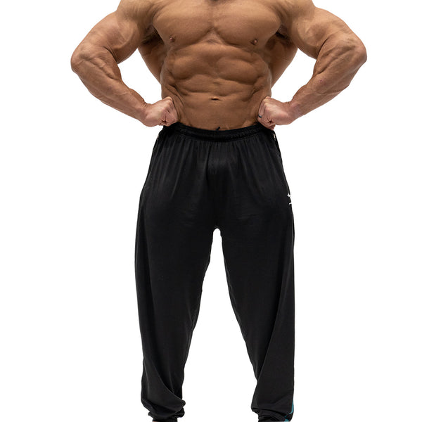 Jujimufu Lite Stretchy Pants Black And Teal Color - Front view