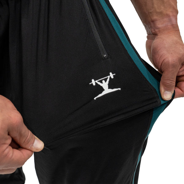 Jujimufu Lite Stretchy Pants Black And Teal Color - Logo