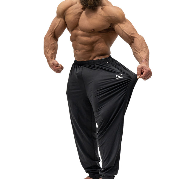 Jujimufu Lite Stretchy Pants Black Color - Showing Stretch Fabric on a single leg