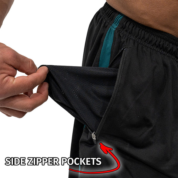Jujimufu Lite Stretchy Pants Black and Teal Color - Side Zipper Pocket