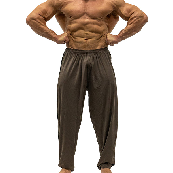 Jujimufu Lite Stretchy Pants Brown And Black Color - Front view