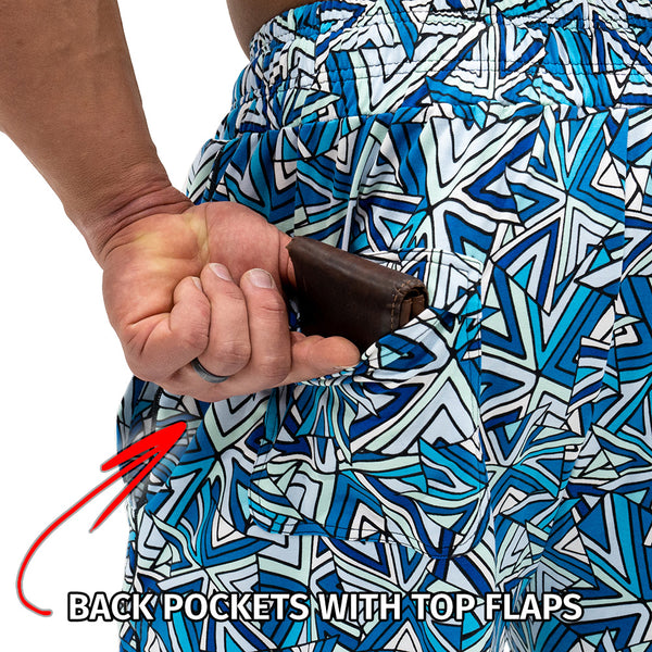 Workout Pajamas Swordfish Fractals Pattern - Back Pockets With Top Flaps 2