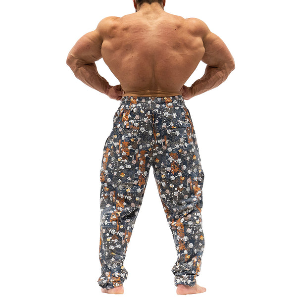 Workout Pajamas Dumbbells and Dice Pattern - Back view