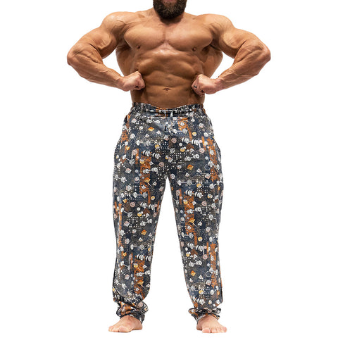 Workout Pajamas Dumbbells and Dice Pattern - Front View