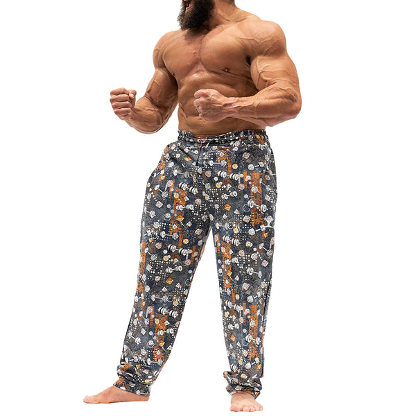 Workout Pajamas Dumbbells and Dice Pattern - Quarter Angle View