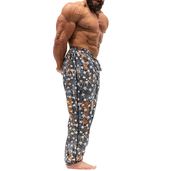 Workout Pajamas Dumbbells and Dice Pattern - Casual and Fun modeling