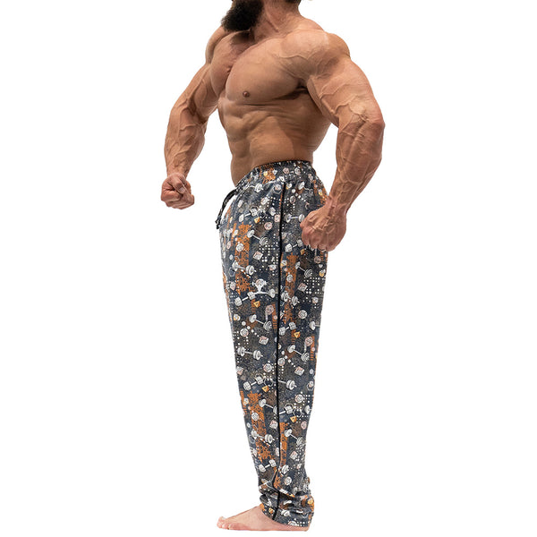 Workout Pajamas Dumbbells and Dice Pattern - Side View