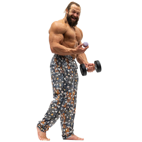 Workout Pajamas Dumbbells and Dice Pattern - Casual and Fun modeling 2