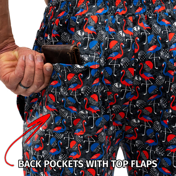 Workout Pajamas Magic Mingos Pattern - Back Pockets With Top Flaps 2