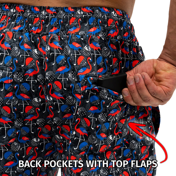 Workout Pajamas Magic Mingos Pattern - Back Pockets With Top Flaps