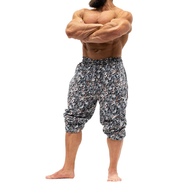 Workout Pajamas Weight Plated Pattern - Showing wearing as Capri style