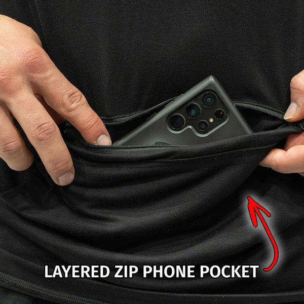 Jujimufu Ultra Hoodie Black Color - Layered Zip Phone Pocket