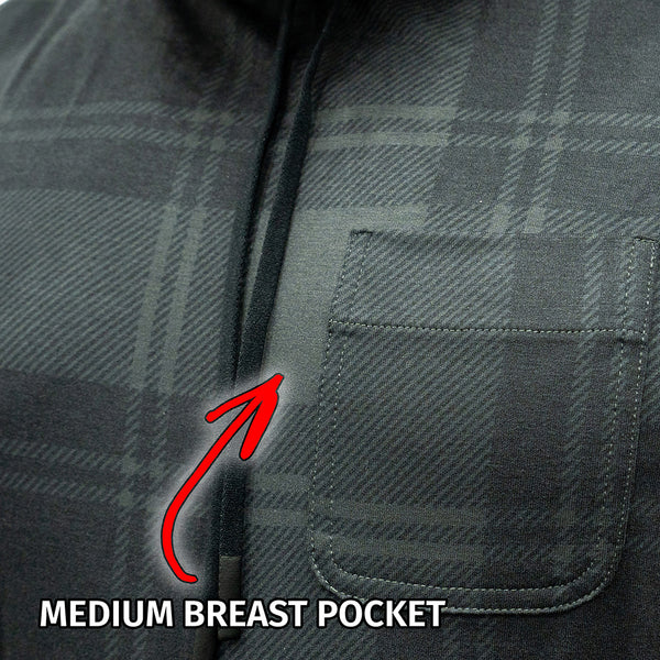 Jujimufu Ultra Hoodie Dark Plaid Color - Medium Breast Pocket