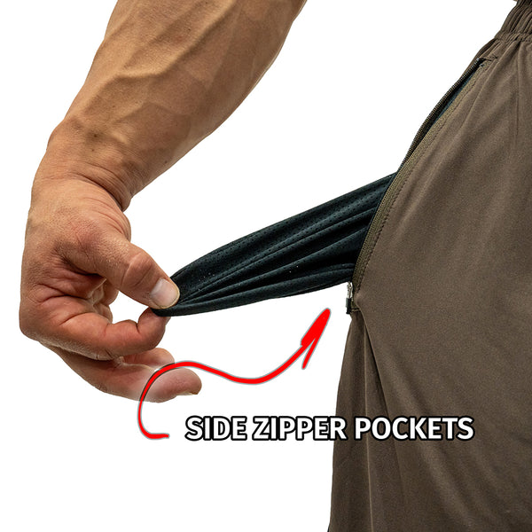 Jujimufu Lite Stretchy Pants Brown And Black Color - Side Zipper Pocket
