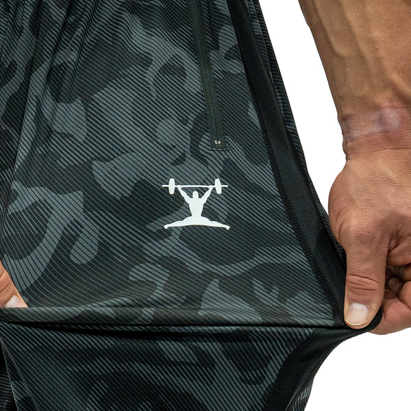 Jujimufu Lite Stretchy Pants Dark Camo and Black Color - Logo