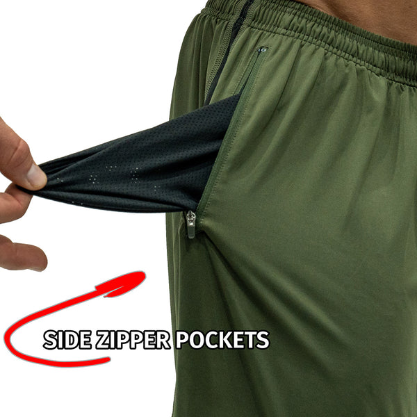 Jujimufu Lite Stretchy Pants Olive Drab and Black Color - Side Zipper Pocket
