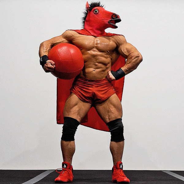 Jujimufu Short Shorts Crimson Color - Horsemask Super hero view