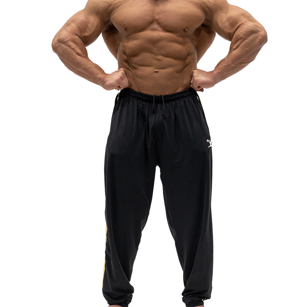 マ*ト様 M.U 凸凹 DOCKING PANTS GY × GYm.u jap Jujimufu Stretchy Pants - Black w/ Gold