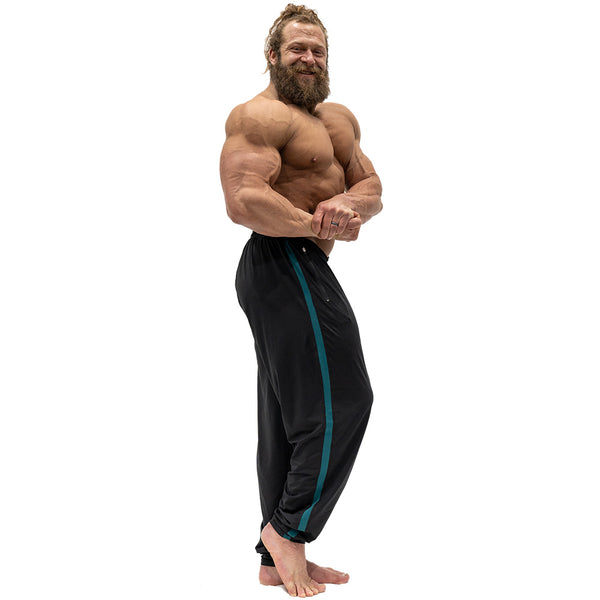 Jujimufu Lite Stretchy Pants Black And Teal Color - Casual and Fun modeling