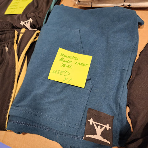 Used Large Teal Sleeveless Hoodie